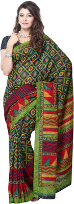 

JTInternational Geometric Print Fashion Art Silk Saree(Multicolor)