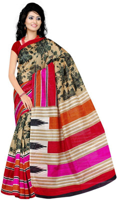 

Owomaniya Printed Bhagalpuri Cotton, Silk Saree(Multicolor)
