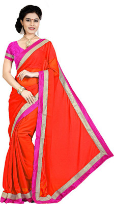 

Party Wear Dresses Solid Fashion Chiffon Saree(Red)