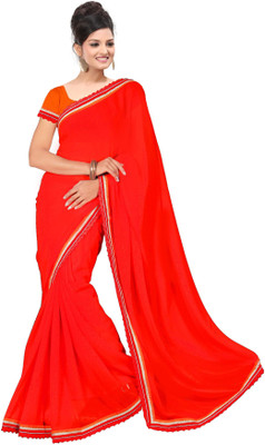

Dancing Girl Solid Bollywood Georgette Saree(Red)