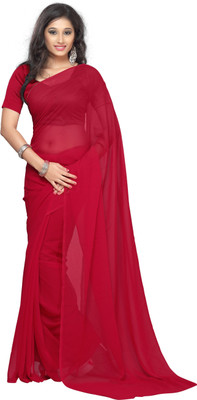 

Surupta Solid Daily Wear Chiffon Saree(Red), Dark red