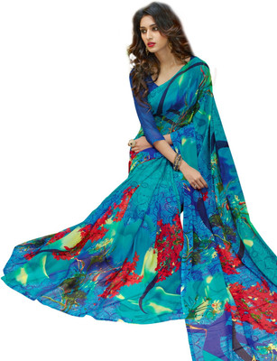 

Parisha Printed Fashion Georgette Saree(Light Blue), Sky blue