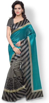 

Ajamukhi Printed Bhagalpuri Art Silk Saree(Blue), Light blue