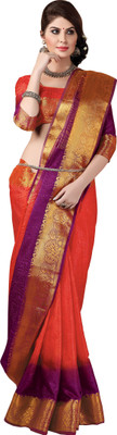 

Taanshi Printed Kanjivaram Tussar Silk Saree(Orange)