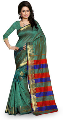 

Style U Self Design Chanderi Poly Silk Saree(Green), Rama green