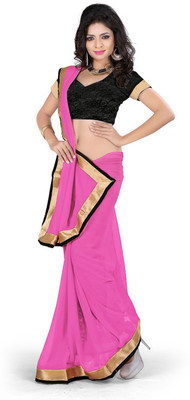 

Party Wear Dresses Solid Fashion Georgette Saree(Pink)