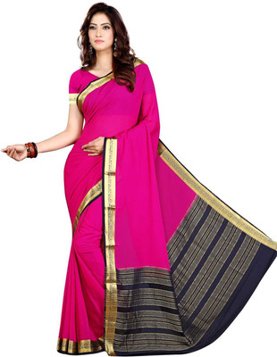 

Roopkala Silks Solid Mysore Georgette Saree(Magenta)
