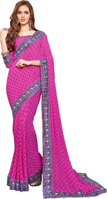 

Khushali Self Design, Printed Fashion Georgette Saree(Pink)