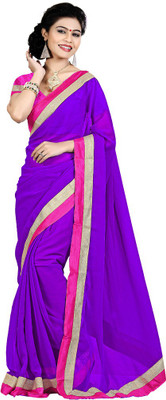 

Party Wear Dresses Solid Fashion Chiffon Saree(Purple)