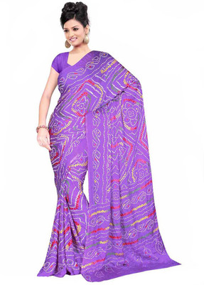

Aaradhya Fashion Printed Bandhani Handloom Crepe Saree(Purple), Magenta