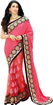 

Desi Butik Embroidered Fashion Chiffon, Net Saree(Pink)