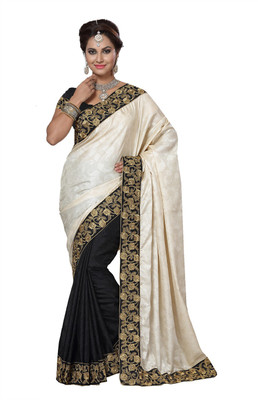 

Ishin Embellished Fashion Modal Saree(Black), Black;white