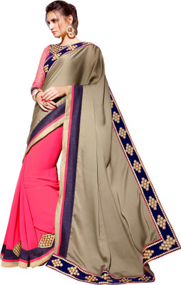 

Jiya Self Design, Embroidered Fashion Georgette, Satin Saree(Beige, Pink, Blue, Beige;blue;pink