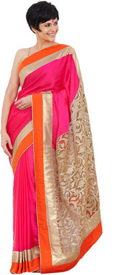 

Asha Fashion Embroidered Fashion Pure Georgette Saree(Orange, Pink), Orange;oyster;salmon