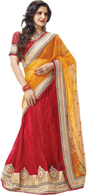 

Vishal Self Design, Solid Fashion Georgette Saree(Yellow, Red), Mustard