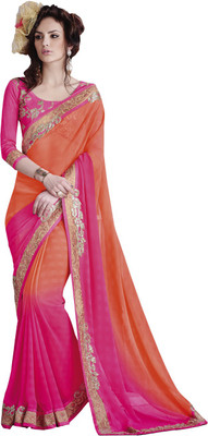 

Vishal Self Design Bollywood Georgette Saree(Pink, Orange), Orange;pink
