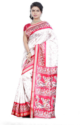 

Kshama Printed Daily Wear Art Silk Saree(White, Pink), Pink;white