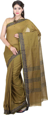 

Goodway Embroidered Madurai Cotton Saree(Beige, Green)