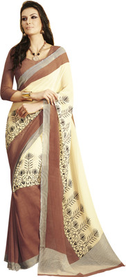 

Khushali Self Design, Printed Fashion Georgette Saree(Beige, Brown)
