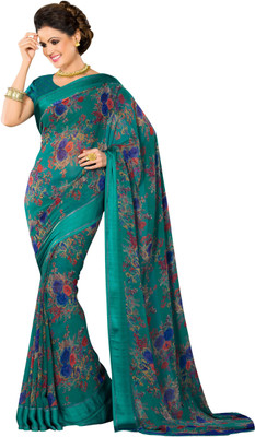 

Khoobee Self Design, Printed Fashion Georgette Saree(Green, Multicolor)