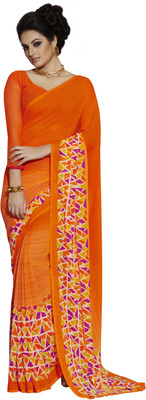 

Jiya Self Design, Printed Fashion Georgette Saree(Orange)