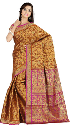 Mimosa Woven Kanjivaram Handloom Art Silk Saree(Mustard) available at flipkart for Rs.1599