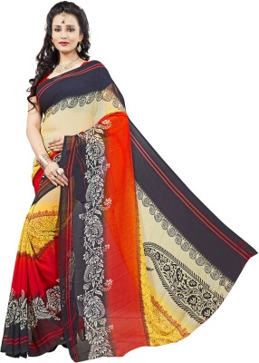 Vardan PRINTS Printed Bollywood Georgette Saree(Multicolor)