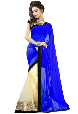 

Reya Self Design Fashion Georgette Saree(Blue), Multicolor