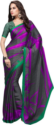 

Manthan Printed Daily Wear Crepe Saree(Grey, Purple)