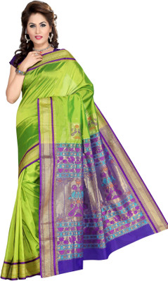 

Ishin Printed Art Silk Saree(Multicolor), Green