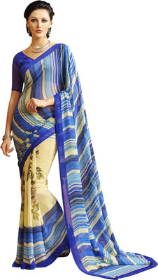 

Khoobee Self Design, Printed Fashion Georgette Saree(Blue, Beige, Multicolor), Beige;blue;multicolor