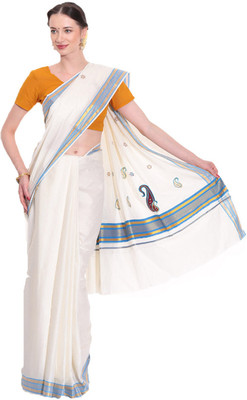 

Darps Self Design Balarampuram Cotton Saree(Multicolor), Cream