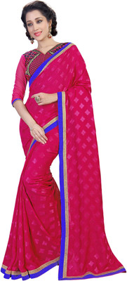 

Jiya Self Design Fashion Jacquard, Georgette Saree(Pink)