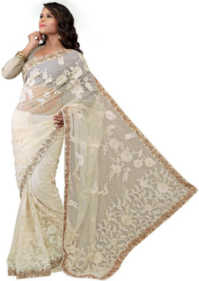 

Aksh Fashion Embroidered Bollywood Net Saree(White