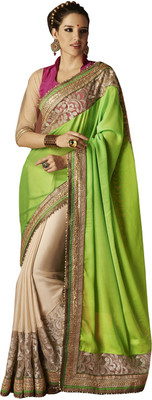

Desi Butik Self Design Fashion Chiffon Saree(Green)