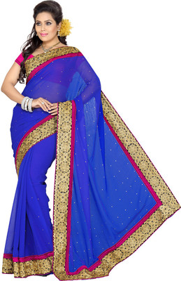 

Ishin Embroidered Fashion Chiffon Saree(Blue)