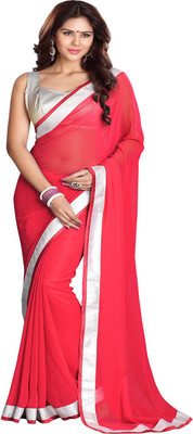 

Sourbh Sarees Solid Fashion Synthetic Georgette Saree(Pink), Peach