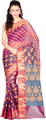 

Chandrakala Self Design Banarasi Cotton Saree(Multicolor), Purple