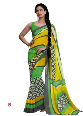 Hi-Choice Printed Fashion Georgette Saree(Green)