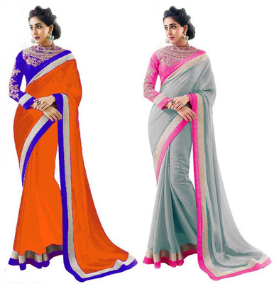 

Stylezone Self Design Fashion Chiffon Saree(Pack of 2, Multicolor)