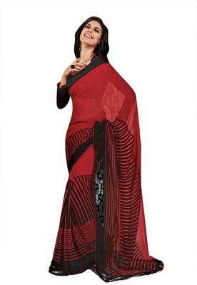 

Party Wear Dresses Printed Fashion Pure Chiffon Saree(Red)