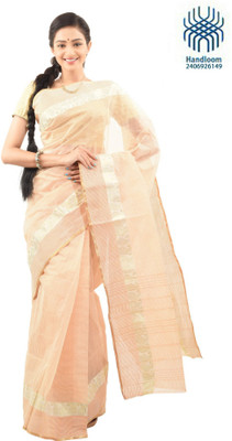 

Tantuja Self Design Tangail Handloom Cotton Saree(Beige)