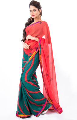 

Cenizas Self Design Fashion Chiffon Saree(Green)