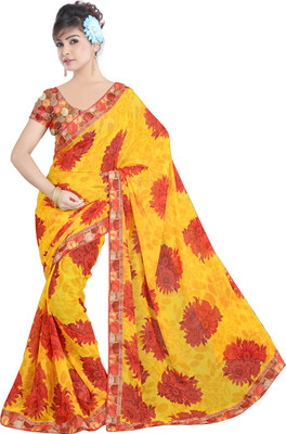 

Khoobee Printed Fashion Georgette Saree(Yellow, Orange), Orange;yellow