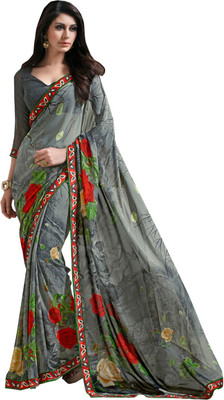 Lovelylook Printed Fashion Georgette Saree(Grey)