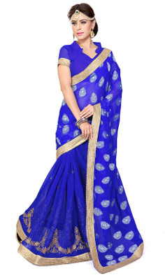 

Sourbh Sarees Embellished Fashion Jacquard, Georgette Saree(Blue), Royal blue