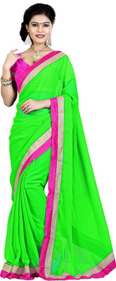 

Indian Wear Online Solid Fashion Chiffon Saree(Green)