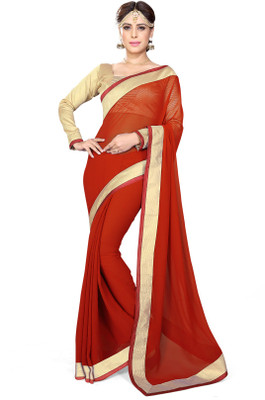 

Sourbh Sarees Solid Fashion Georgette Saree(Red)