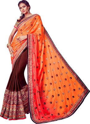 

Brijraj Embroidered Fashion Georgette Saree(Brown, Orange, Red)