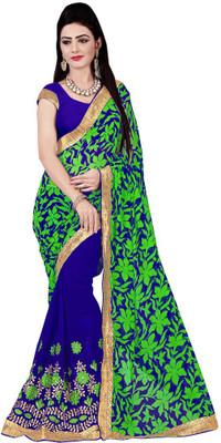

Manthan Embroidered Daily Wear Georgette Saree(Blue, Green)